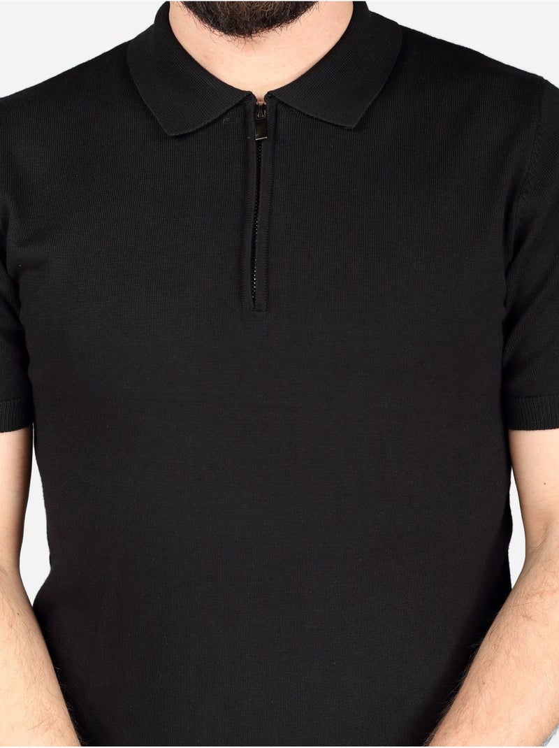 Polo con cuello con cremallera - Frilivin Negro - Kiabi