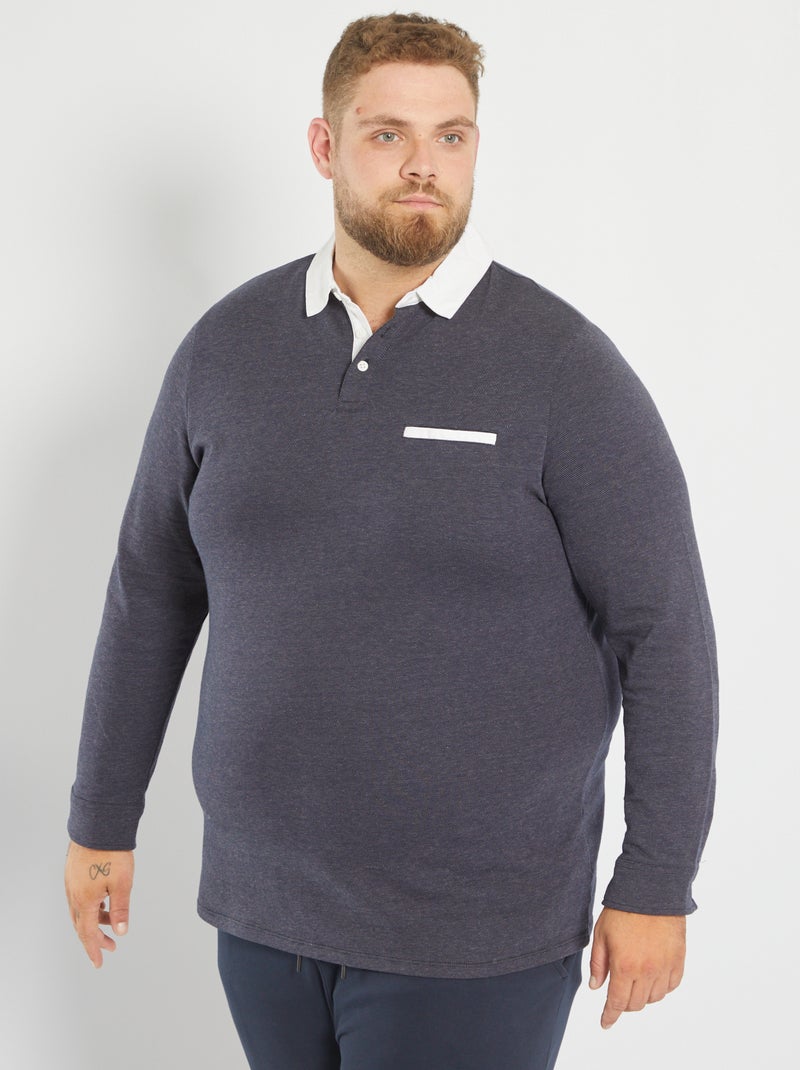 Polo con cuello de camisa AZUL - Kiabi