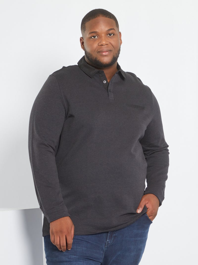 Polo con cuello de camisa Negro - Kiabi