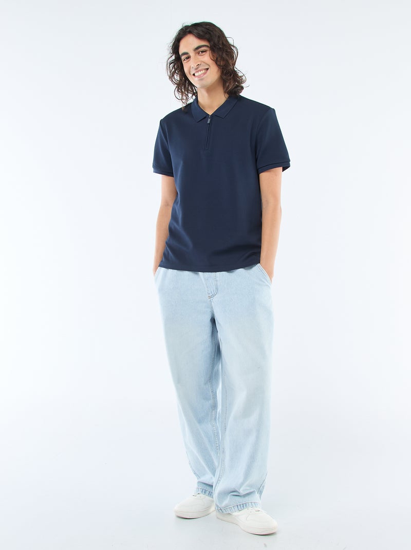 Polo con cuello de cremallera Azul - Kiabi