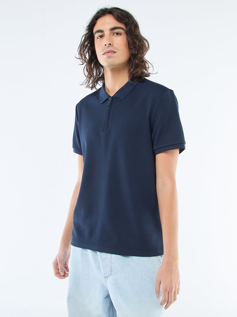 Polo con cuello de cremallera Azul - Kiabi
