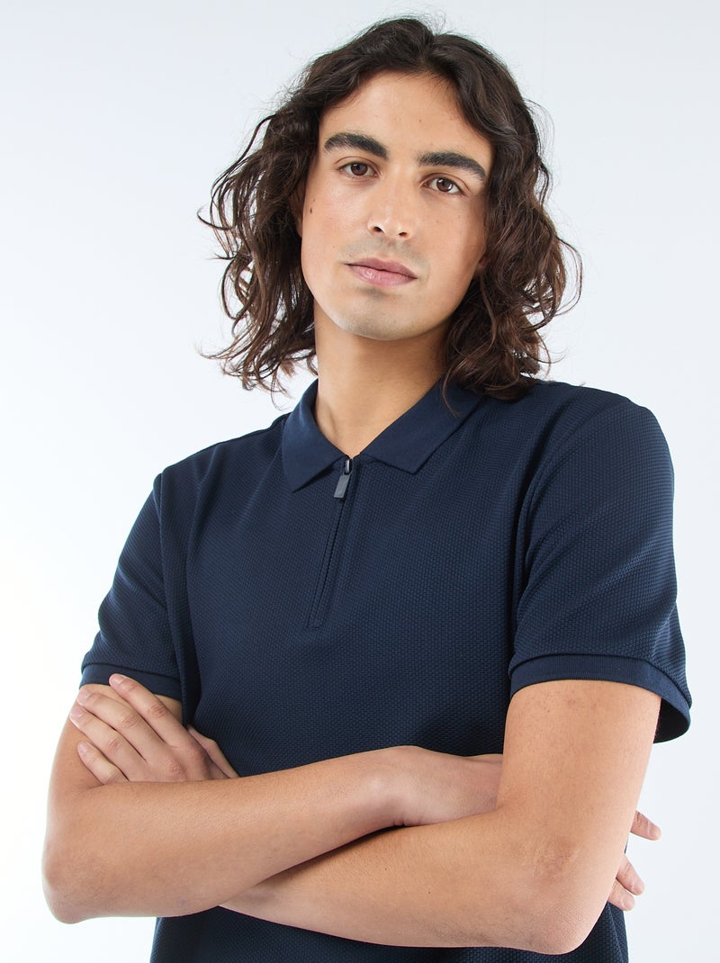 Polo con cuello de cremallera Azul - Kiabi
