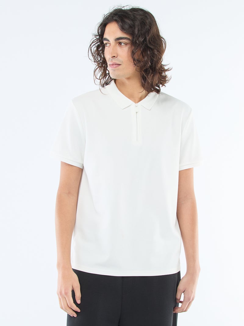 Polo con cuello de cremallera Blanco - Kiabi