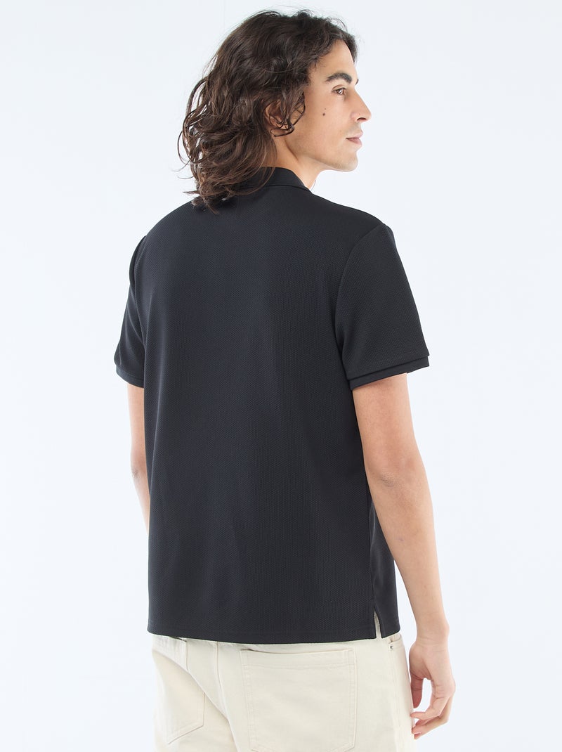 Polo con cuello de cremallera Negro - Kiabi