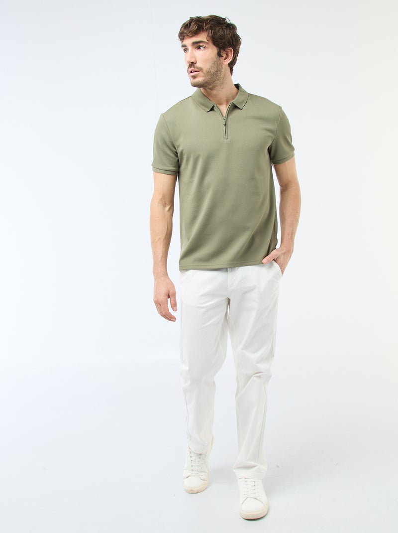 Polo con cuello de cremallera Verde - Kiabi