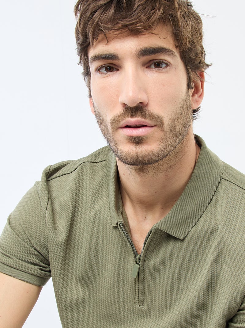 Polo con cuello de cremallera Verde - Kiabi