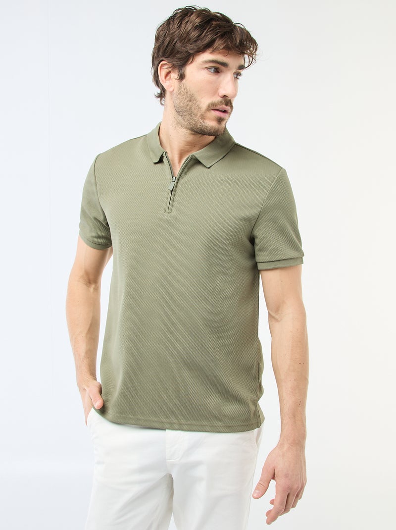 Polo con cuello de cremallera Verde - Kiabi