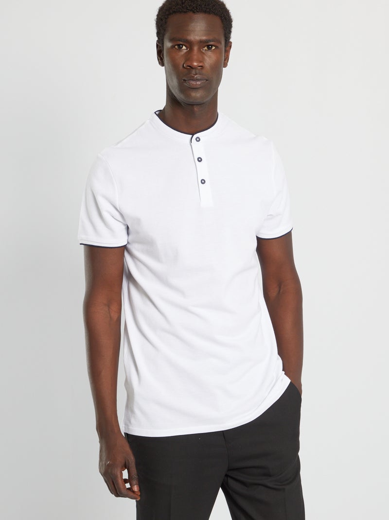 Polo con cuello mao Blanco - Kiabi