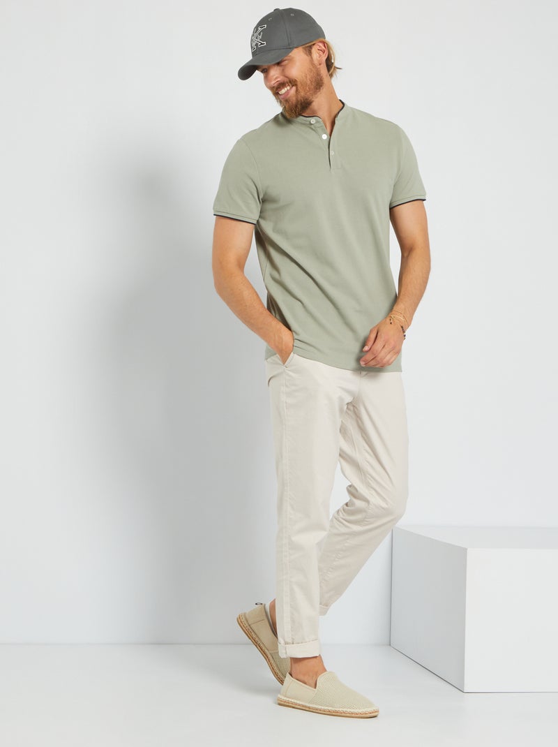 Polo con cuello mao gris - Kiabi