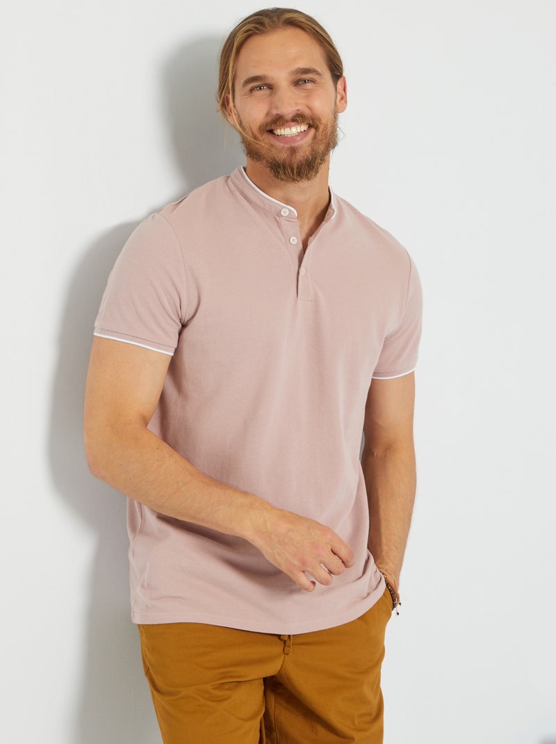 Polo con cuello mao ROSA - Kiabi