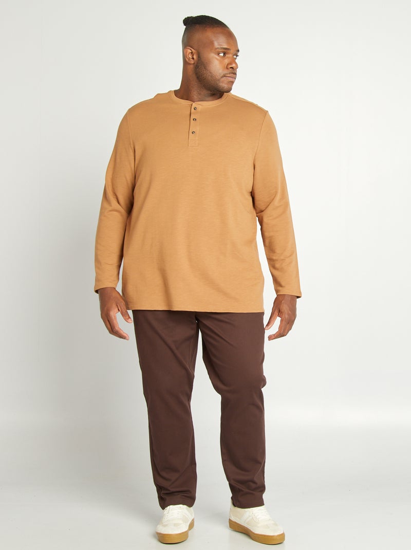 Polo con cuello panadero BEIGE - Kiabi