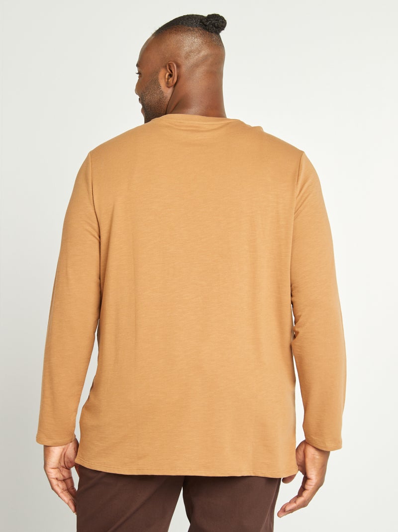 Polo con cuello panadero BEIGE - Kiabi