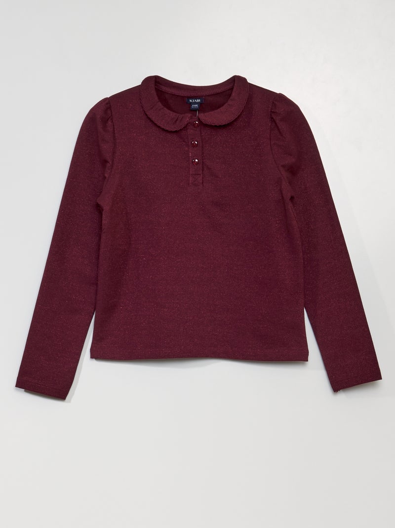 Polo con hilos brillantes ROJO - Kiabi