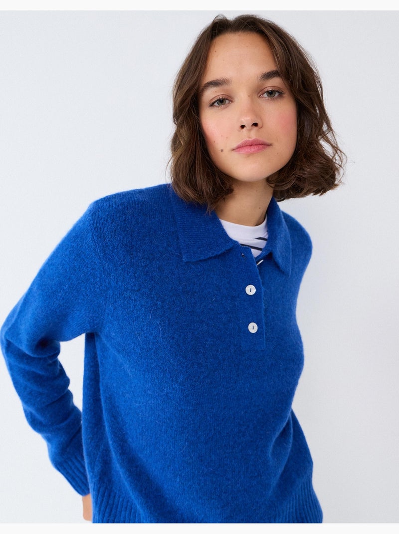 Polo con mezcla de lana y alpaca, mo fashion Azul - Kiabi