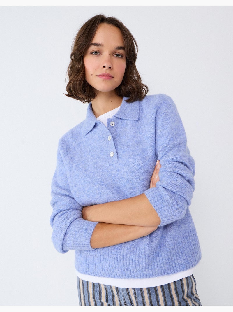 Polo con mezcla de lana y alpaca, mo fashion Azul - Kiabi