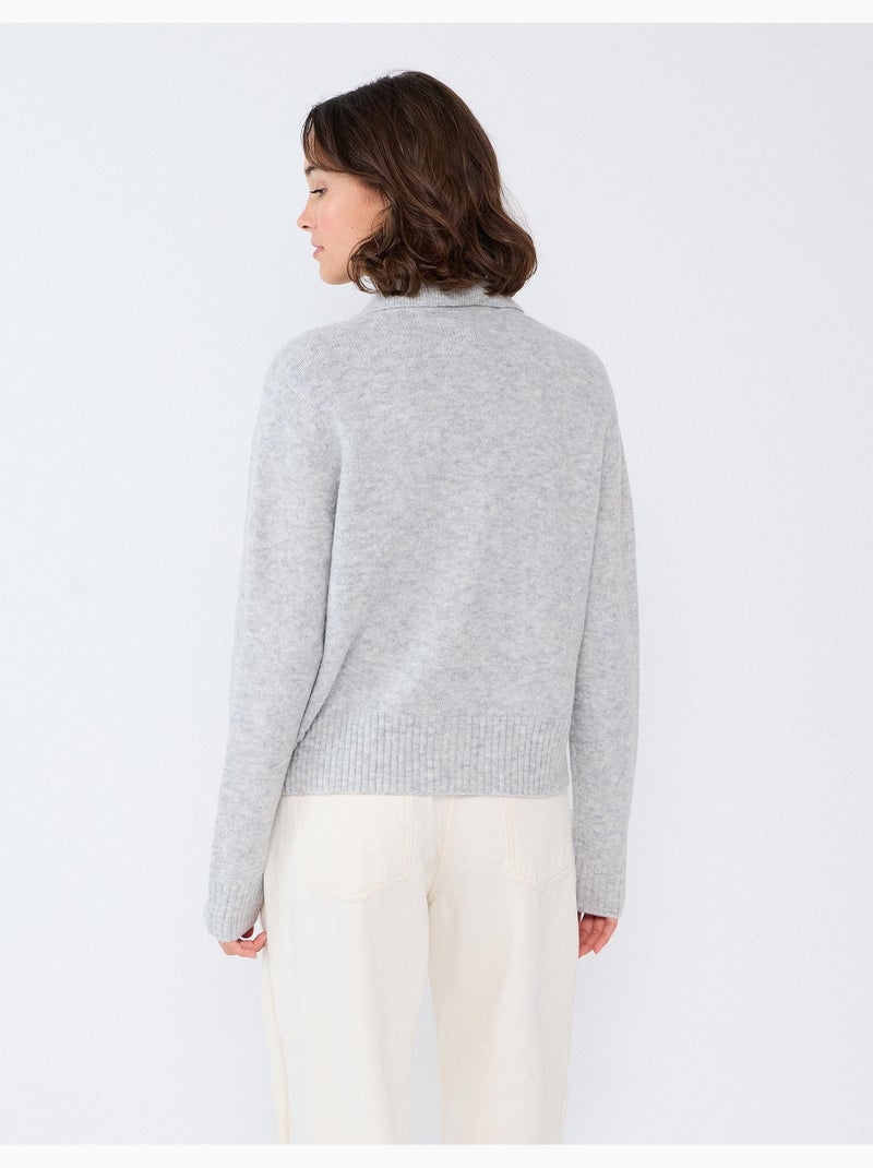 Polo con mezcla de lana y alpaca, mo fashion Gris - Kiabi
