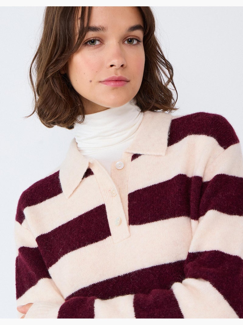 Polo con mezcla de lana y alpaca, mo fashion Violeta - Kiabi
