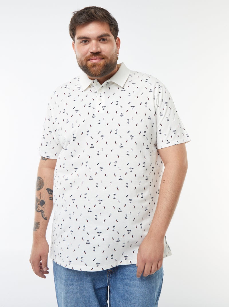 Polo con motivos de punto de piqué Blanco - Kiabi