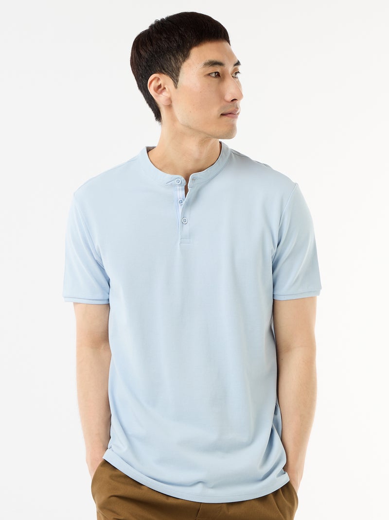 Polo cuello mao Azul - Kiabi
