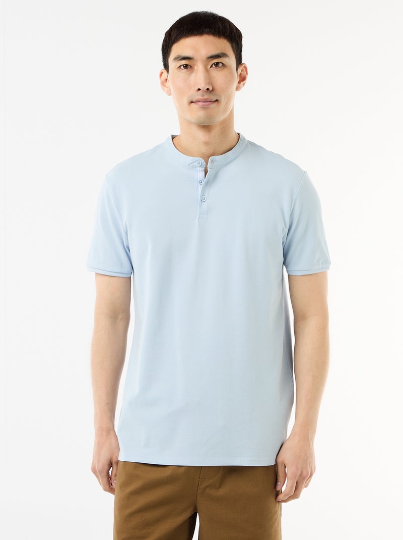 Polo cuello mao Azul - Kiabi