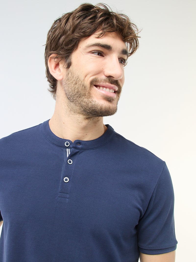 Polo cuello mao Azul - Kiabi