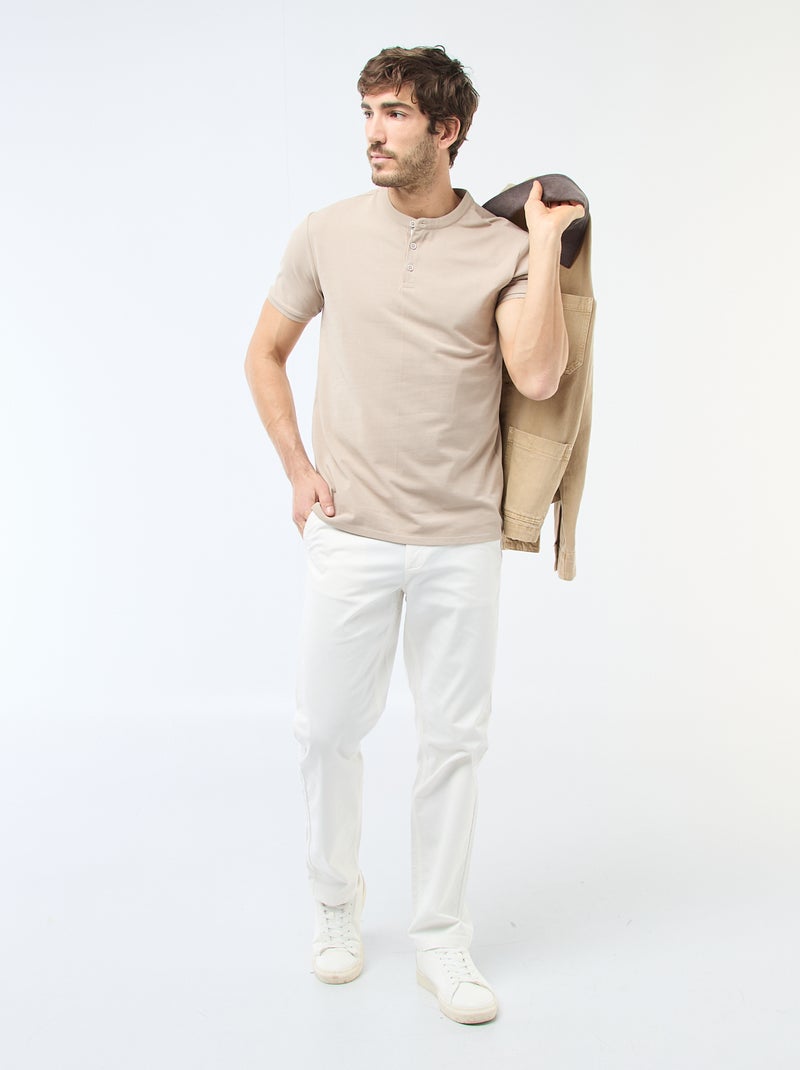 Polo cuello mao Beige - Kiabi