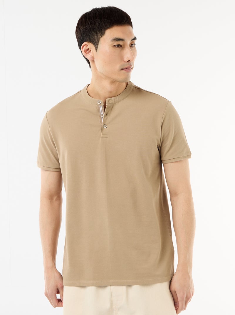 Polo cuello mao Beige - Kiabi