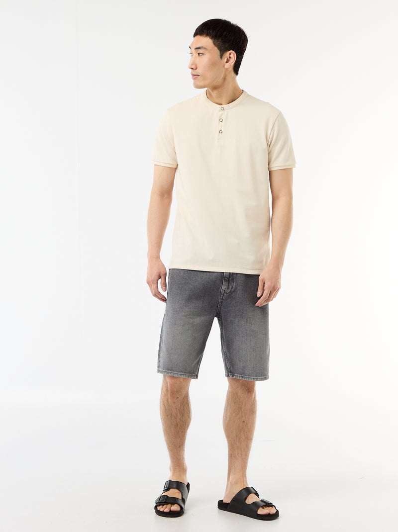 Polo cuello mao Blanco - Kiabi