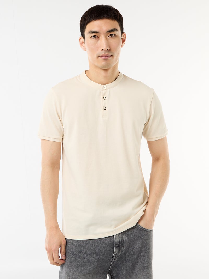 Polo cuello mao Blanco - Kiabi