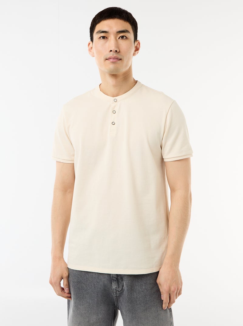 Polo cuello mao Blanco - Kiabi