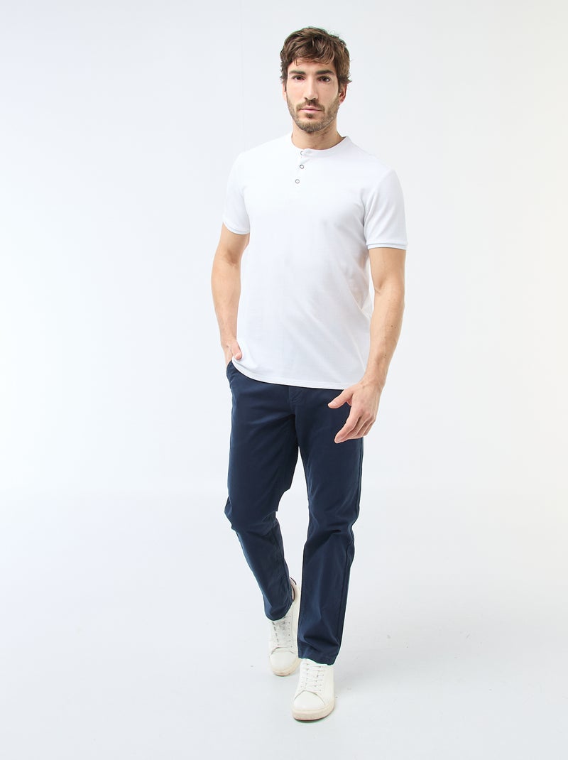 Polo cuello mao Blanco - Kiabi