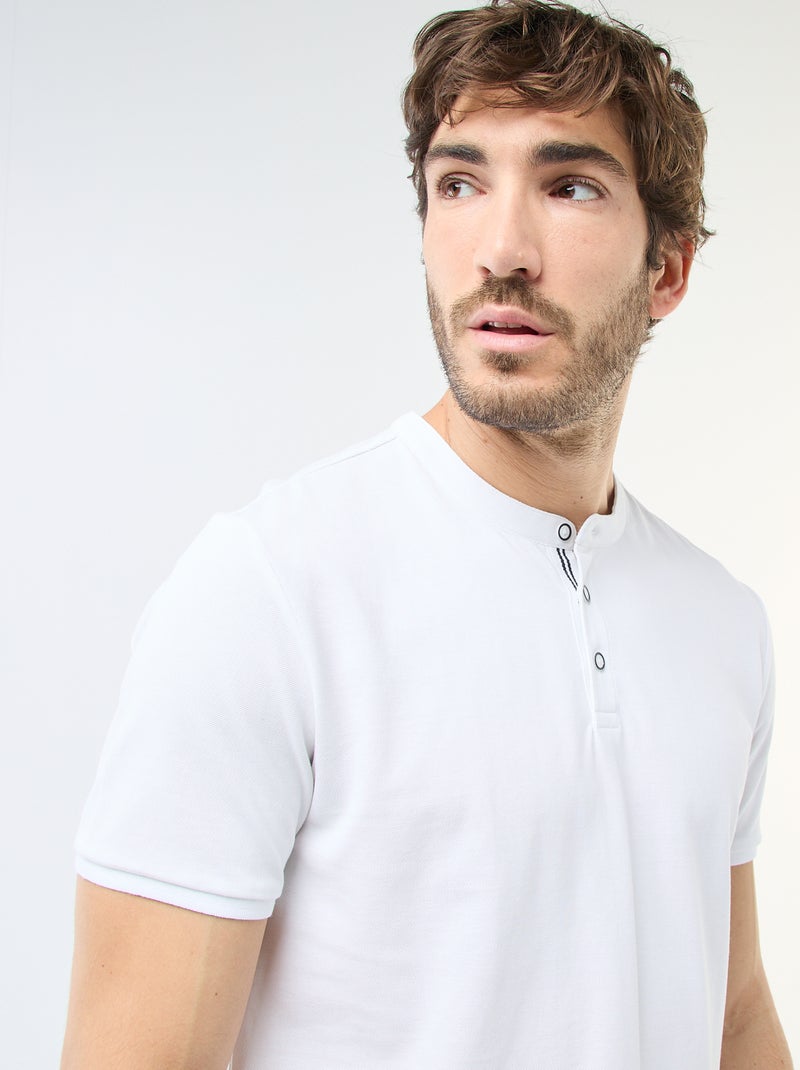 Polo cuello mao Blanco - Kiabi