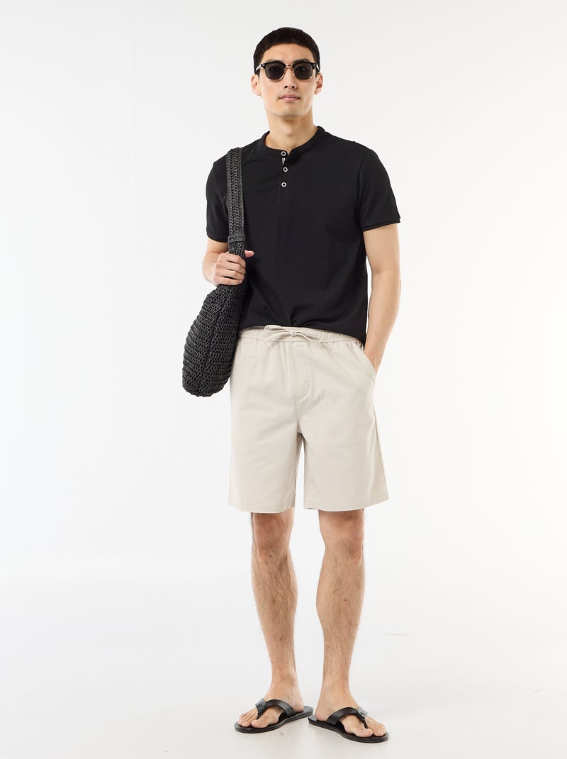 Polo cuello mao Negro - Kiabi