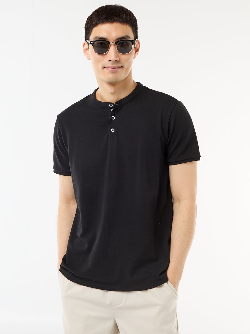 Polo cuello mao Negro - Kiabi