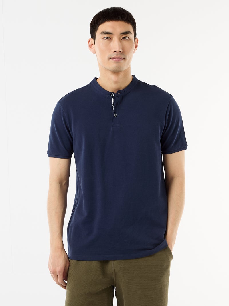 Polo cuello mao Negro - Kiabi