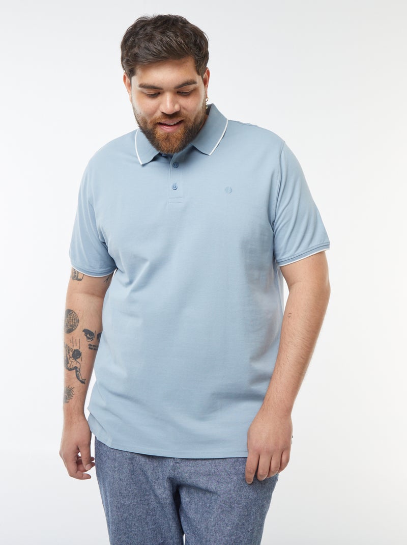 Polo de algodón a contraste Azul - Kiabi