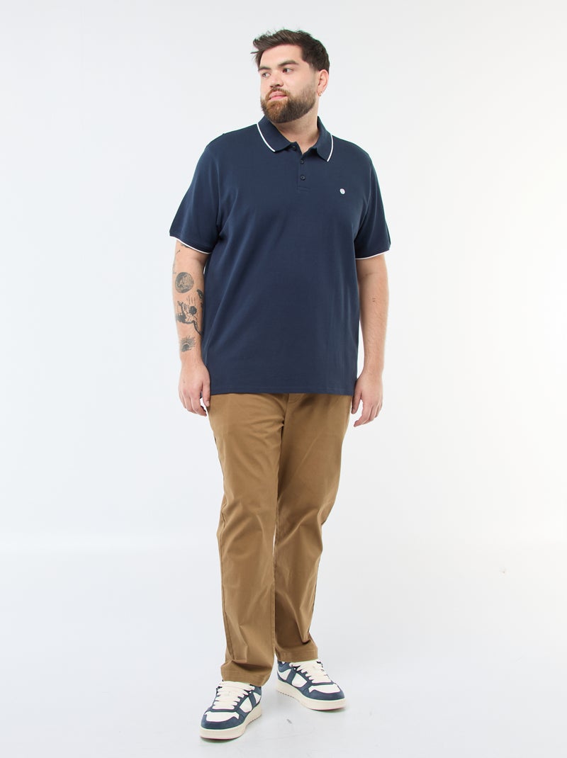 Polo de algodón a contraste azul - Kiabi