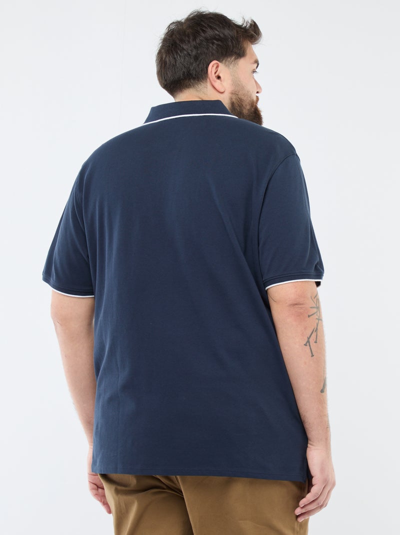 Polo de algodón a contraste azul - Kiabi