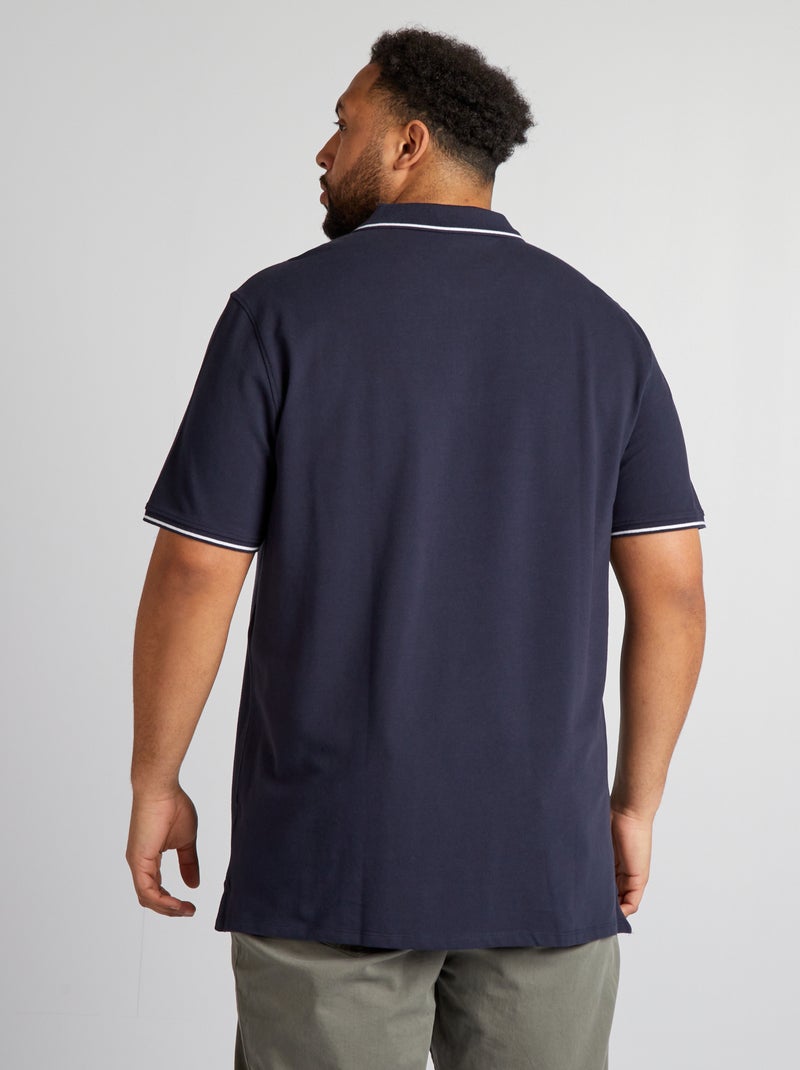 Polo de algodón a contraste azul - Kiabi