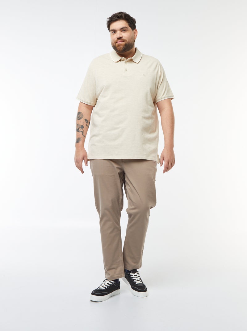Polo de algodón a contraste Beige - Kiabi