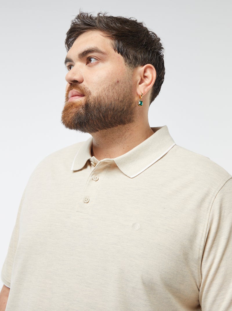 Polo de algodón a contraste Beige - Kiabi