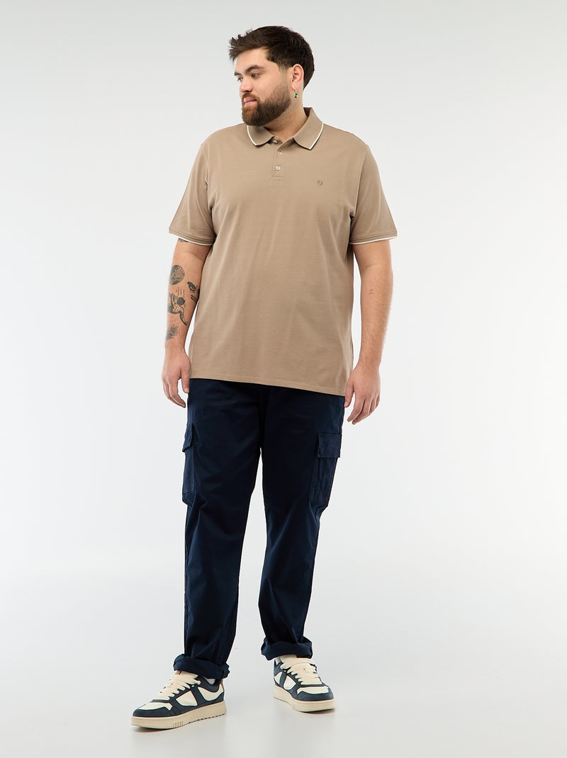 Polo de algodón a contraste Beige - Kiabi