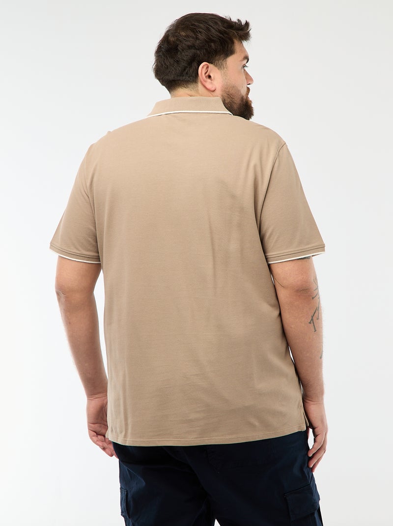 Polo de algodón a contraste Beige - Kiabi