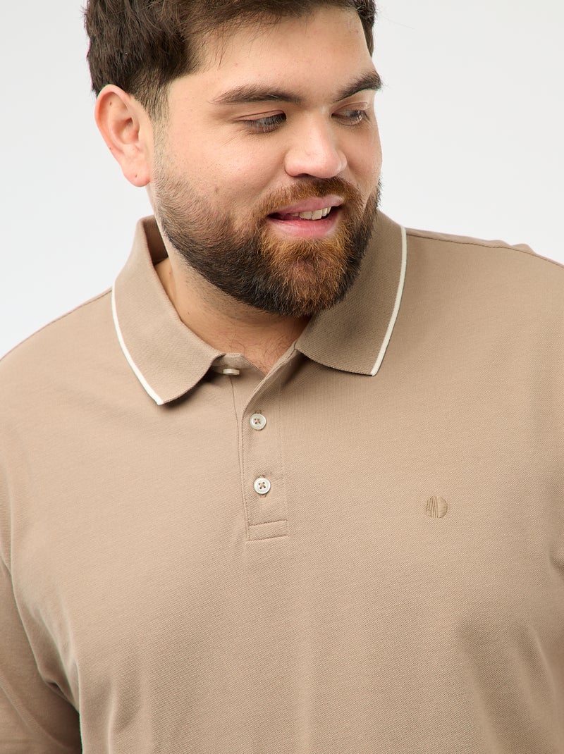 Polo de algodón a contraste Beige - Kiabi