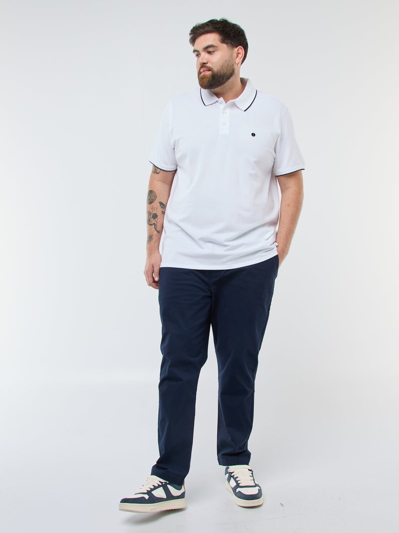 Polo de algodón a contraste blanco - Kiabi
