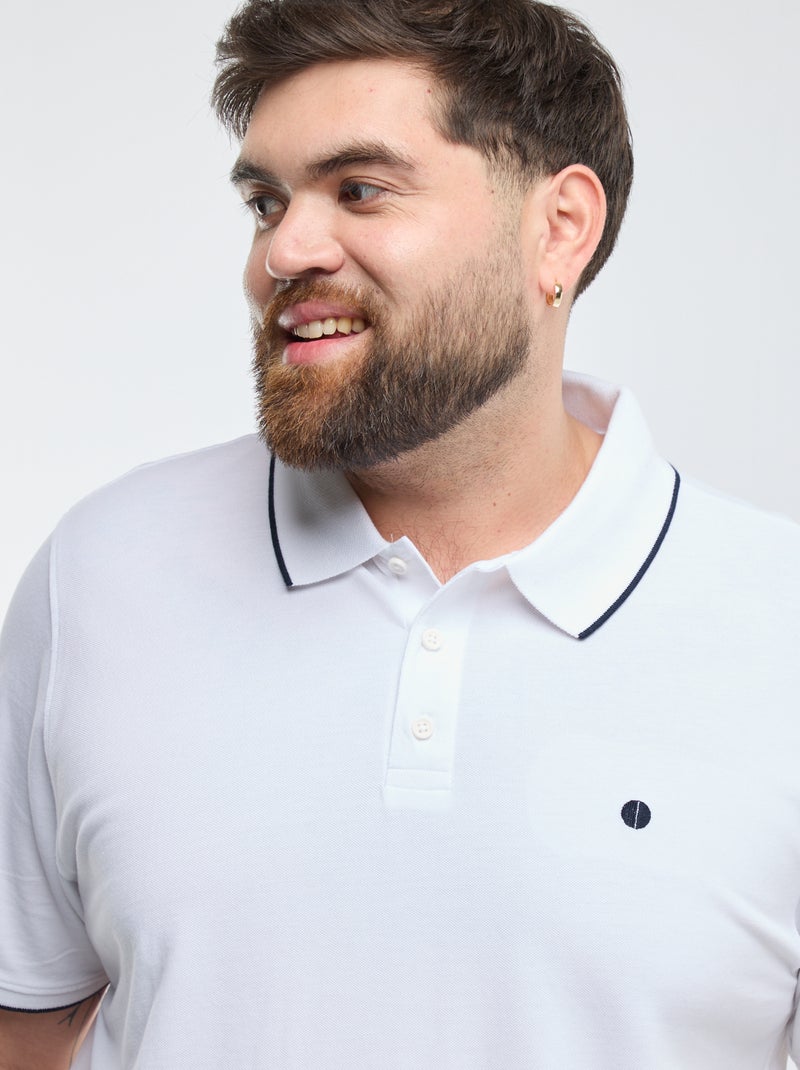 Polo de algodón a contraste blanco - Kiabi