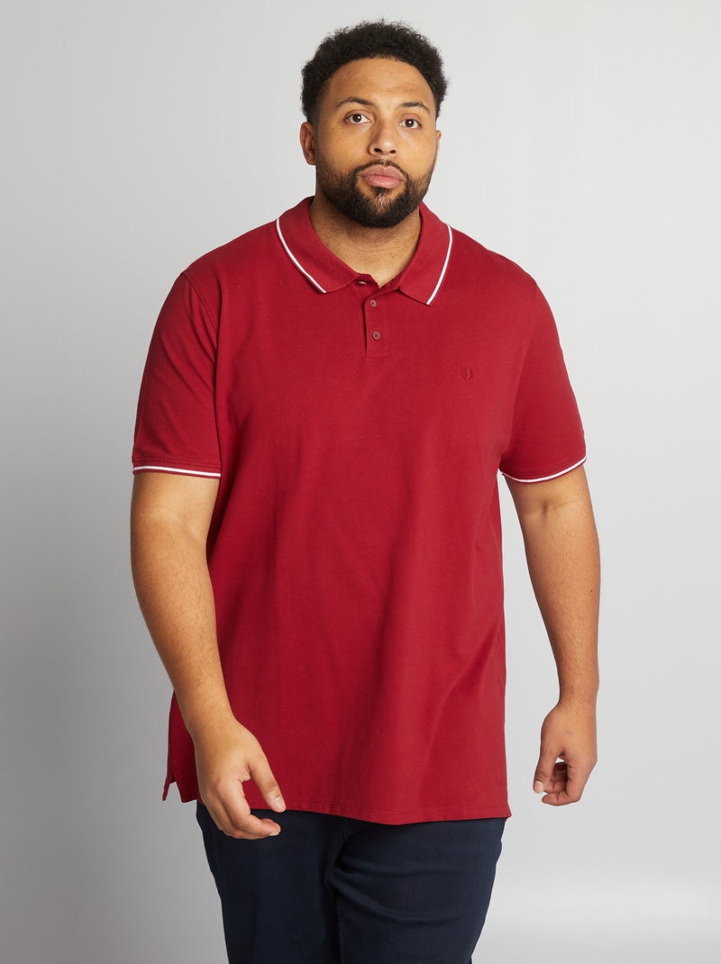 Polo de algodón a contraste ROJO - Kiabi