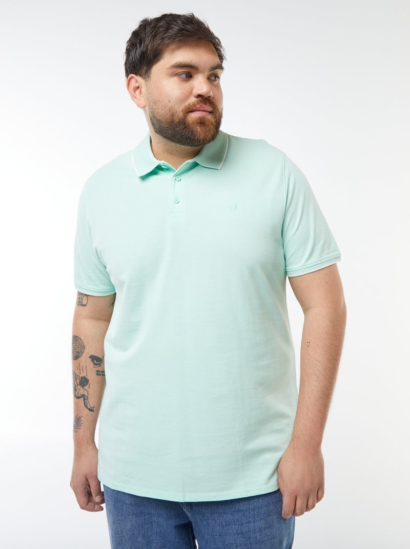 Polo de algodón a contraste Verde - Kiabi