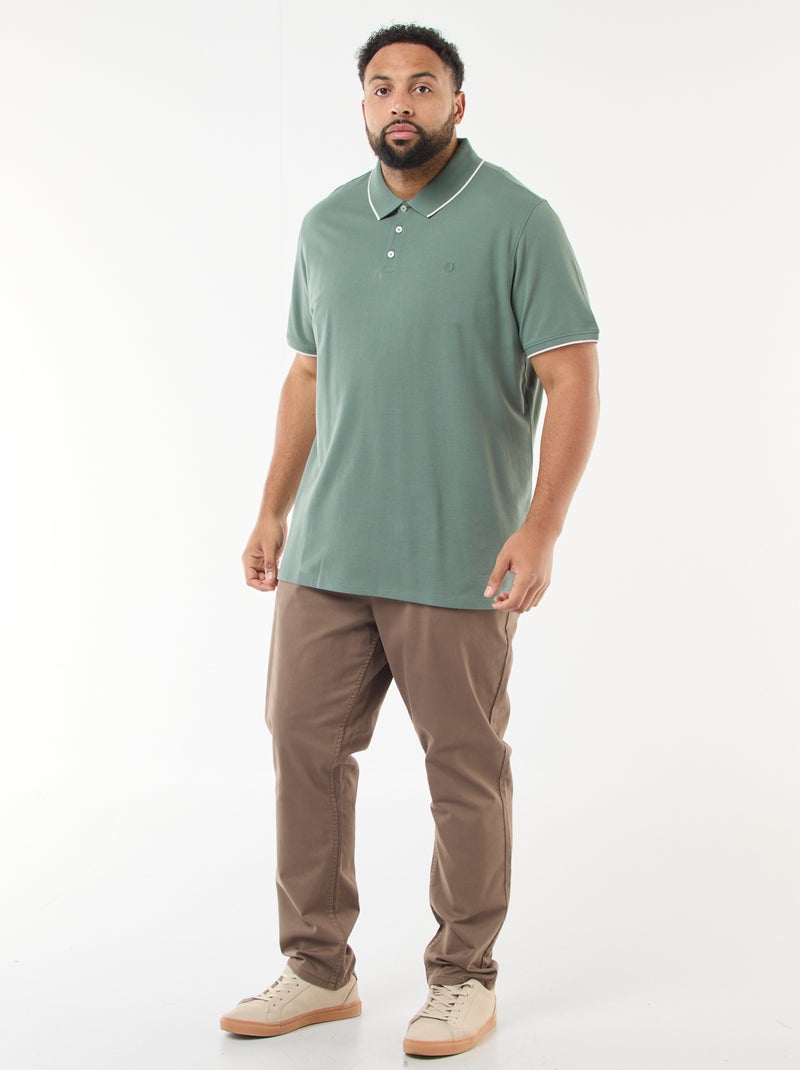 Polo de algodón a contraste Verde - Kiabi