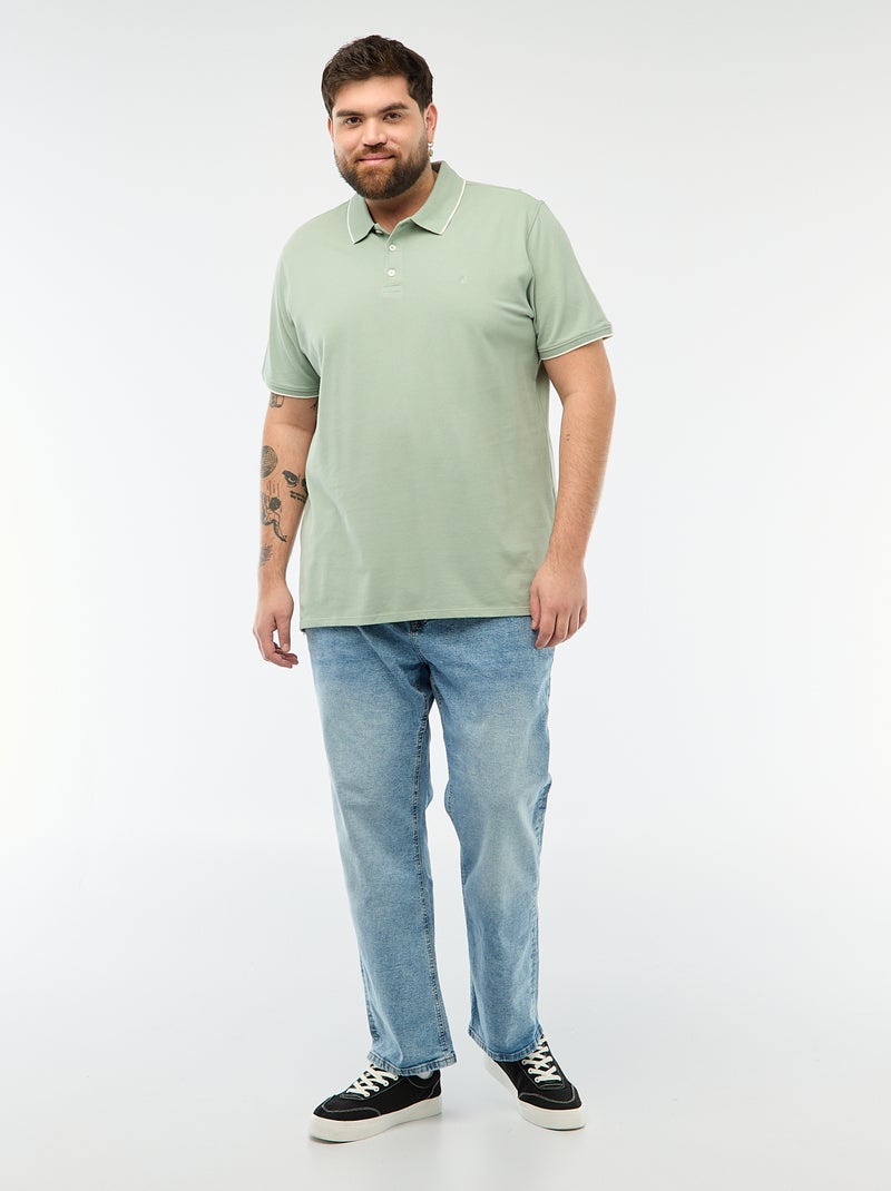 Polo de algodón a contraste Verde - Kiabi